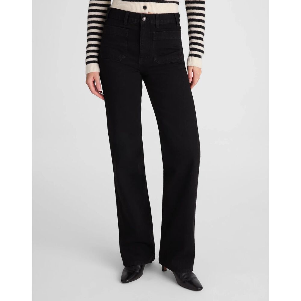 Madewell Cleo Straight Jeans W31 NWT Black Rinse High Rise Patch Pocket NX987
